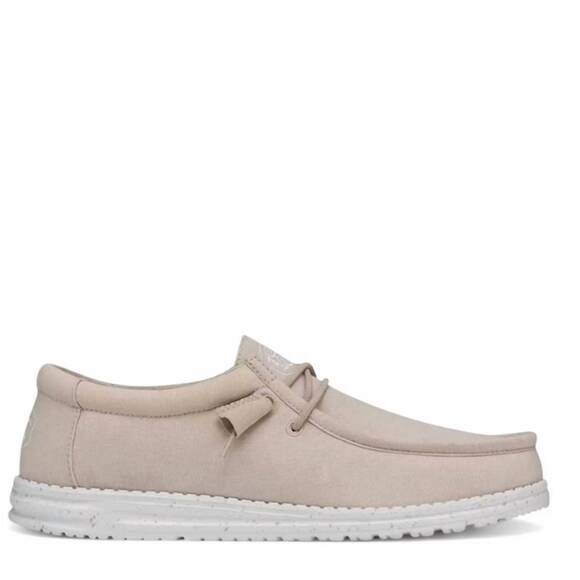 NEW HEY DUDE men\'s wally slub canvas moc toe shoes in natural main image 4